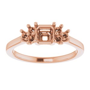 18K Rose Gold 5x5 mm Asscher Ring Mounting