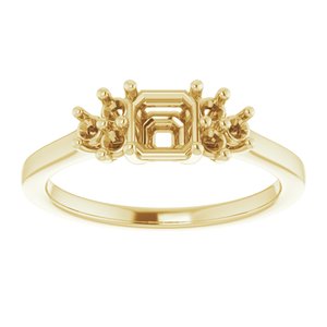 14K Yellow Gold 5x5 mm Asscher Ring Mounting