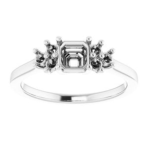 Continuum Sterling Silver 5x5 mm Asscher Ring Mounting