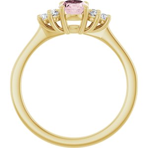 14K Yellow Gold Natural Pink Morganite & 1/5 CTW Natural Diamond Ring