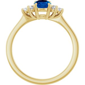 14K Yellow Gold Natural Blue Sapphire & 1/5 CTW Natural Diamond Ring