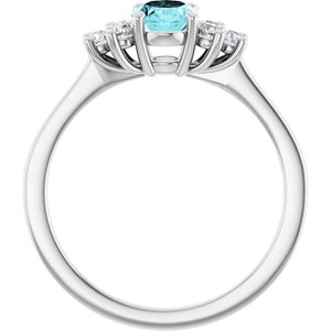 14K White Gold Natural Blue Zircon & 1/5 CTW Natural Diamond Ring
