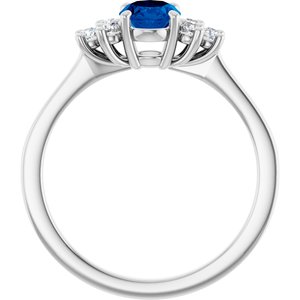 14K White Gold Natural Blue Sapphire & 1/5 CTW Natural Diamond Ring