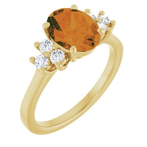 14K Yellow Gold Natural Citrine & 1/4 CTW Natural Diamond Ring