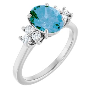 14K White Gold Natural Swiss Blue Topaz & 1/4 CTW Natural Diamond Ring