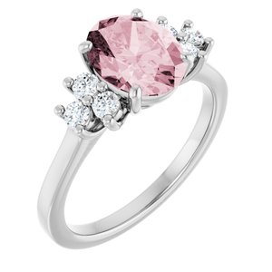 14K White Gold Natural Pink Morganite & 1/5 CTW Natural Diamond Ring