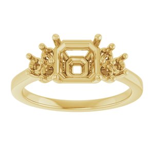 18K Yellow Gold 7x7 mm Asscher Ring Mounting