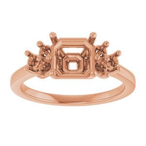 10K Rose Gold 7x7 mm Asscher Ring Mounting