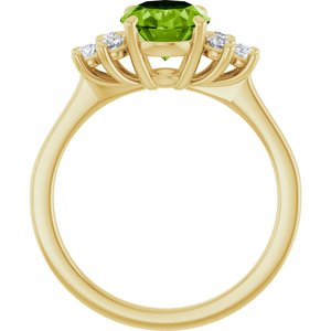 14K Yellow Gold Natural Peridot & 1/4 CTW Natural Diamond Ring