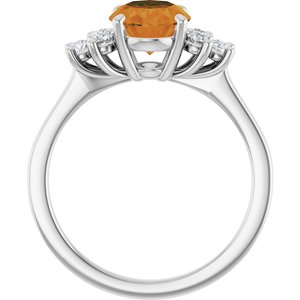 14K White Gold Natural Citrine & 1/4 CTW Natural Diamond Ring