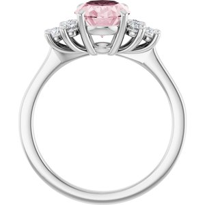 14K White Gold Natural Pink Morganite & 1/5 CTW Natural Diamond Ring