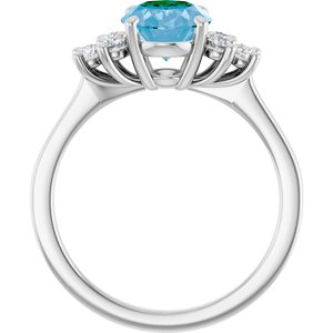 14K White Gold Natural Swiss Blue Topaz & 1/4 CTW Natural Diamond Ring