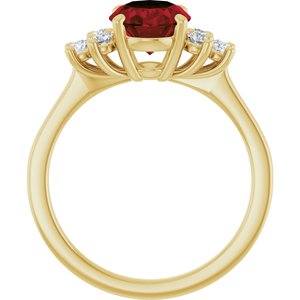 14K Yellow Gold Natural Mozambique Garnet & 1/4 CTW Natural Diamond Ring
