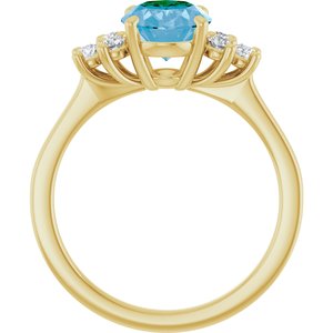 14K Yellow Gold Natural Swiss Blue Topaz & 1/4 CTW Natural Diamond Ring