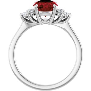 14K White Gold Natural Mozambique Garnet & 1/4 CTW Natural Diamond Ring