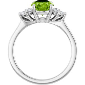 14K White Gold Natural Peridot & 1/4 CTW Natural Diamond Ring