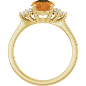 14K Yellow Gold Natural Citrine & 1/4 CTW Natural Diamond Ring