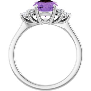 14K White Gold Natural Amethyst & 1/4 CTW Natural Diamond Ring
