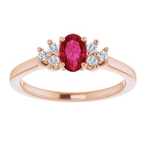 14K Rose Gold Lab-Grown Ruby  and 1/8 CTW Lab-Grown Diamond Ring