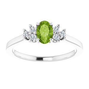 10K White Gold Natural Peridot  and 1/8 CTW Lab-Grown Diamond Ring