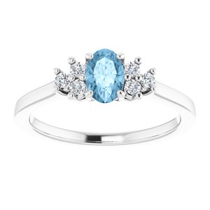 14K White Gold Natural Sky Blue Topaz  and 1/8 CTW Lab-Grown Diamond Ring