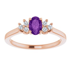 14K Rose Gold Natural Amethyst and 1/8 CTW Lab-Grown Diamond Ring