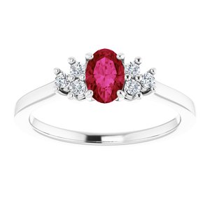 Platinum Lab-Grown Ruby  and 1/8 CTW Lab-Grown Diamond Ring