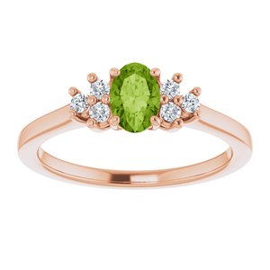 14K Rose Gold Natural Peridot  and 1/8 CTW Lab-Grown Diamond Ring