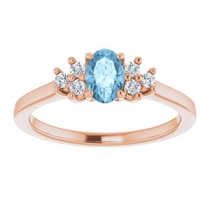 14K Rose Gold Natural Sky Blue Topaz  and 1/8 CTW Lab-Grown Diamond Ring