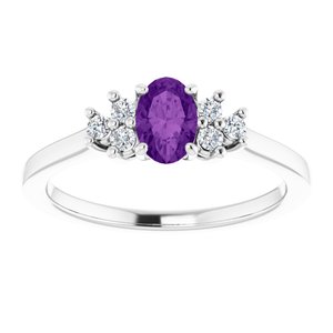 Sterling Silver Natural Amethyst and 1/8 CTW Lab-Grown Diamond Ring