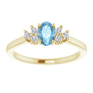 14K Yellow Gold Natural Sky Blue Topaz  and 1/8 CTW Lab-Grown Diamond Ring