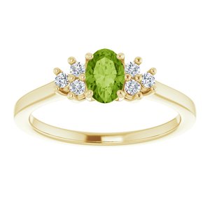 10K Yellow Gold Natural Peridot  and 1/8 CTW Lab-Grown Diamond Ring