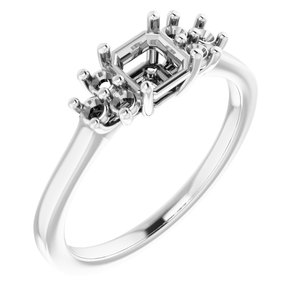 Sterling Silver 5x5 mm Asscher Ring Mounting