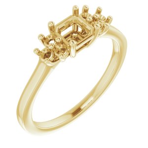18K Yellow Gold 5x5 mm Asscher Ring Mounting