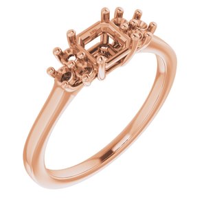 10K Rose Gold 5x5 mm Asscher Ring Mounting