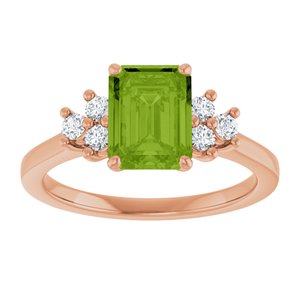 14K Rose Gold Natural Peridot  and 1/6 CTW Lab-Grown Diamond Ring
