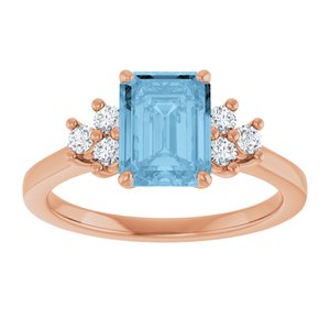 14K Rose Gold Natural Sky Blue Topaz  and 1/6 CTW Lab-Grown Diamond Ring
