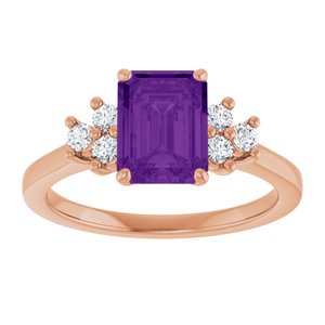 14K Rose Gold Natural Amethyst and 1/6 CTW Lab-Grown Diamond Ring