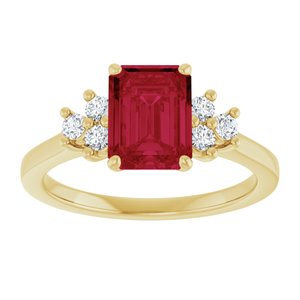 14K Yellow Gold Lab-Grown Ruby  and 1/6 CTW Lab-Grown Diamond Ring