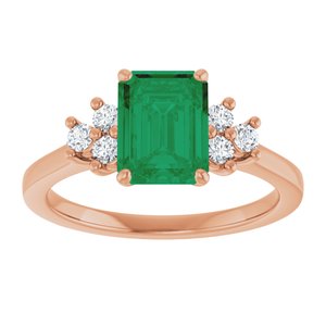 14K Rose Gold Lab-Grown Emerald and 1/6 CTW Lab-Grown Diamond Ring