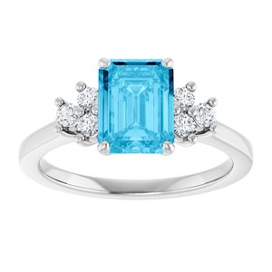 Sterling Silver Natural Aquqmarine  and 1/6 CTW Lab-Grown Diamond Ring