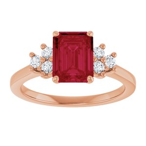 14K Rose Gold Lab-Grown Ruby  and 1/6 CTW Lab-Grown Diamond Ring