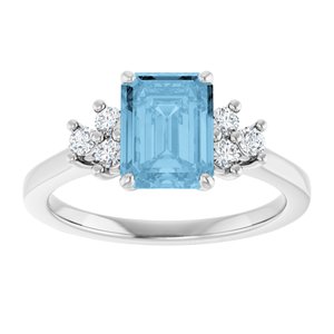 14K White Gold Natural Sky Blue Topaz  and 1/6 CTW Lab-Grown Diamond Ring