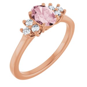 14K Rose Gold Natural Pink Morganite & 1/5 CTW Natural Diamond Ring