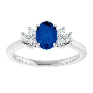 14K White Gold Natural Blue Sapphire & 1/5 CTW Natural Diamond Ring