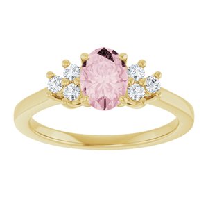 14K Yellow Gold Natural Pink Morganite & 1/5 CTW Natural Diamond Ring