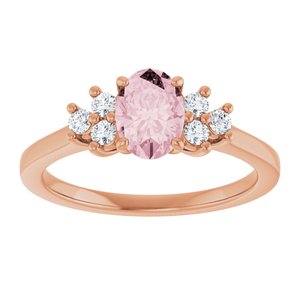 14K Rose Gold Natural Pink Morganite & 1/5 CTW Natural Diamond Ring