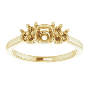 18K Yellow Gold 5x5 mm Cushion Ring Mounting