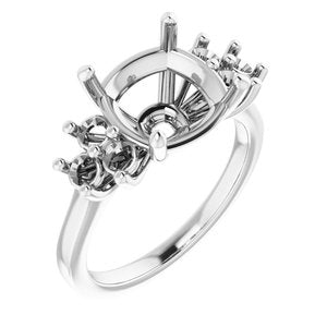 14K White Gold 10x10 mm Cushion Ring Mounting
