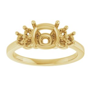 18K Yellow Gold 7x7 mm Cushion Ring Mounting
